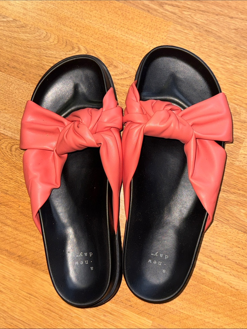 a new day Coral Knot Slide Sandals with Black Footbed